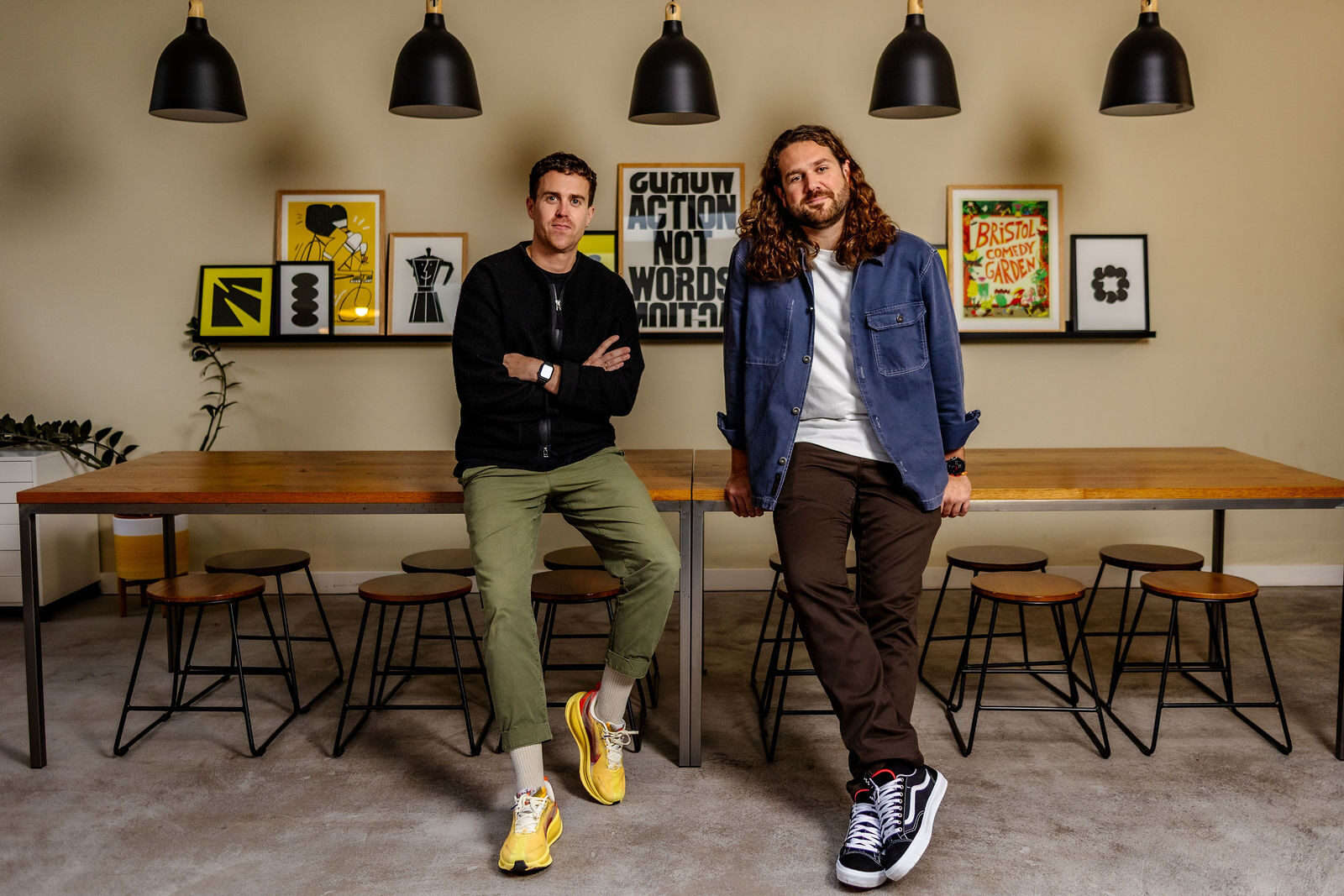 Ben & Nathan, ECD and CD stood in Fiasco kitchen landscape