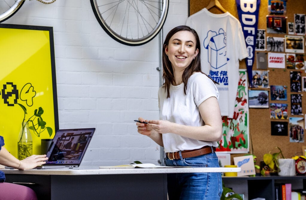 Sasha standing in Fiasco kitchen